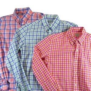 J‎ Crew Mens Button Down Shirt - 3 Lot - S Multicolored Check Lightweight
